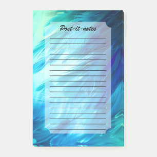 Blue Green Feather Abstract Post-it Notes