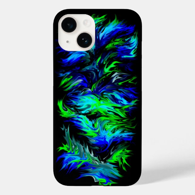 Blue Green Flames in Rainbow Style Case-Mate iPhone Case (Back)