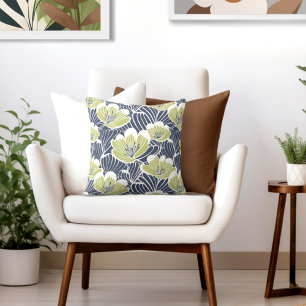 Blue Green Floral Cushion