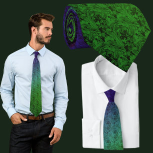 Blue Green Floral Pattern Tie