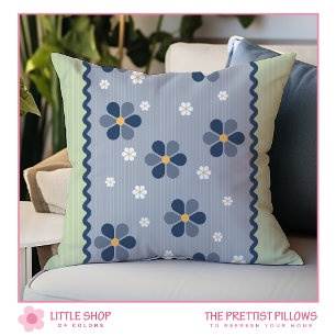 Blue Green Floral Pillow