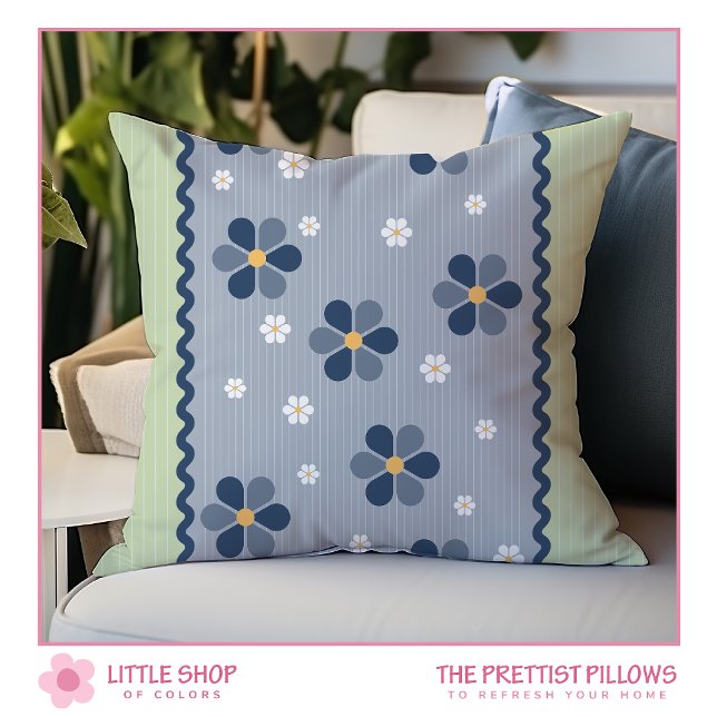 Blue Green Floral Pillow (Creator Uploaded)