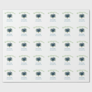 blue green floral the rehearsal dinner editable na wrapping paper