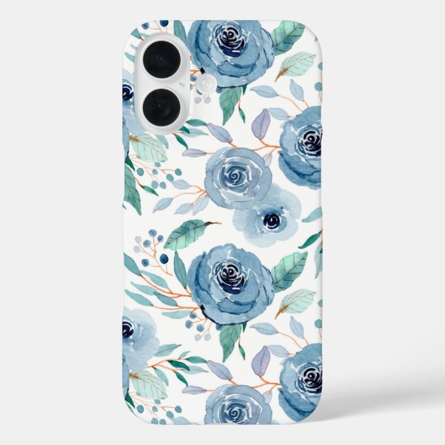 Blue Green Floral Watercolor Case-Mate iPhone Case (Back)