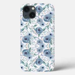 Blue Green Floral Watercolor Case-Mate Samsung Gal iPhone 13 Case