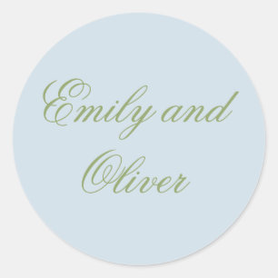 Blue Green Floral Watercolor Wedding  Classic Round Sticker