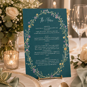 Blue Green Floral Wedding Pedestal Sign