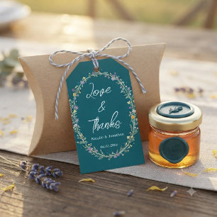 Blue Green Floral Wedding Thank You Gift Tags