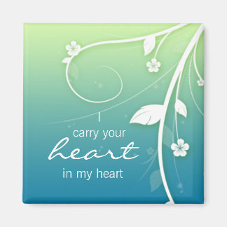 Blue green Flower Swirls fridge magnet