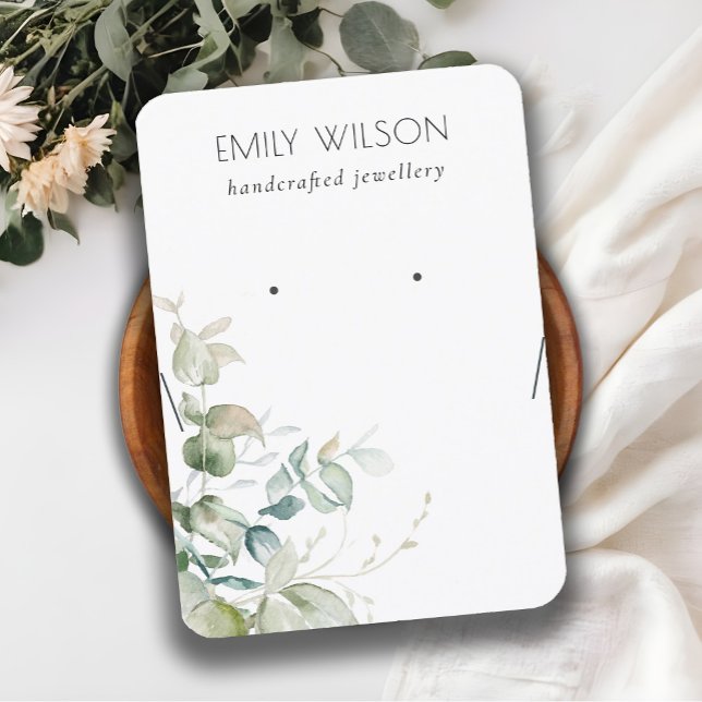 Blue Green Foliage Bunch Earring Necklace Display Business Card (Creator Uploaded)