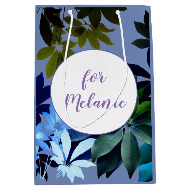Blue & Green Foliage Custom Gift Bagte Medium Gift Bag (Front)