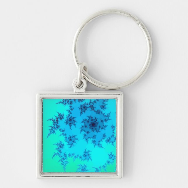 Blue Green Fractal Key Ring (Front)