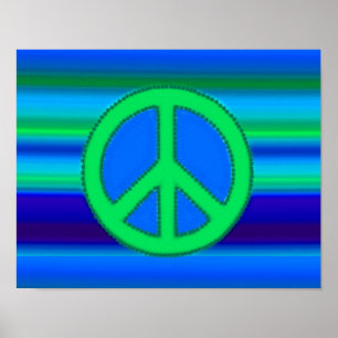Blue Green Fractal & Peace Sign