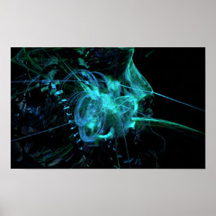 Blue-Green Fractal Poster
