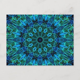 Blue Green Gems kaleidoscope Postcard