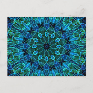 Blue Green Gems kaleidoscope Postcard