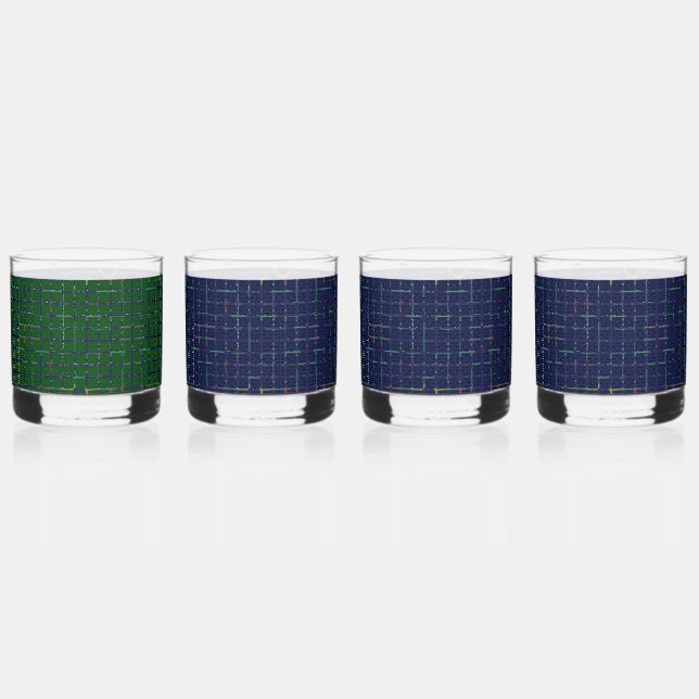 Blue Green Geometric Drinkware Set Whiskey Glass (Front)