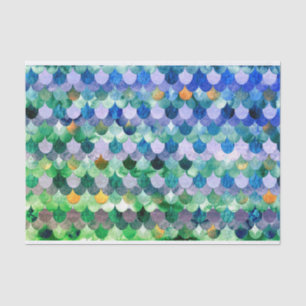 Blue Green Girly Mermaid Fish Scales Tissue Paper