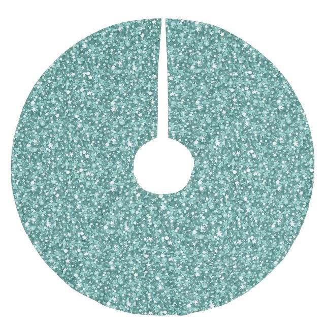 Blue Green Glitter Pattern Brushed Polyester Tree Skirt (Front)