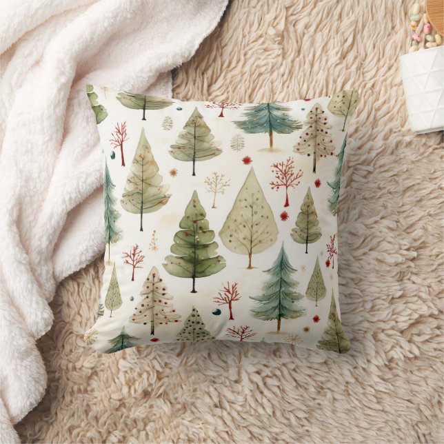 Blue Green Gold Christmas Tree Pattern Cushion (Blanket)