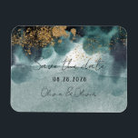 Blue Green Gold Paint Agate Wedding Save The Date Magnet<br><div class="desc">I hope you will enjoy this blue-green and gold glitter in watercolors. Matching invitation and products are available.</div>