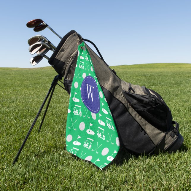 Blue & Green Golf Monogram Towel (Green)