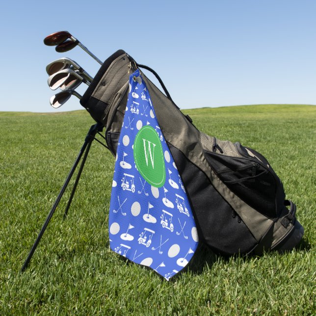 Blue & Green Golf Monogram Towel (Green)