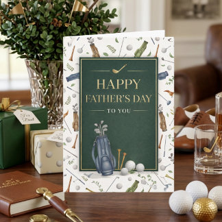 Blue Green Golf Theme Happy Father's Day Card