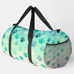 Blue Green Gradient Paw Print Bag