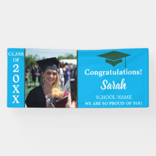 Blue & Green Graduation Photo Class Of 2025 Banner