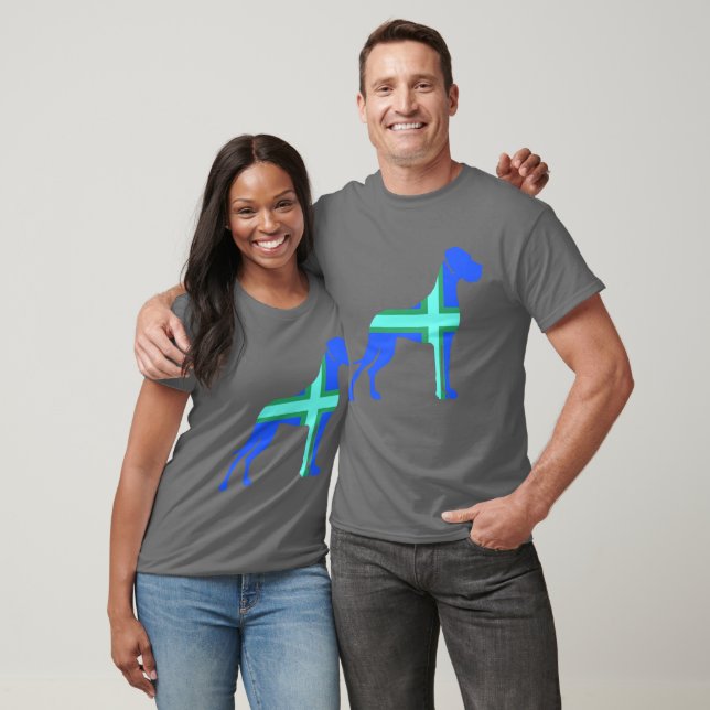 blue green Great Dane T-Shirt (Unisex)