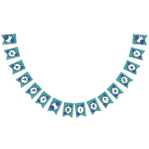 Blue-Green Happy Birthday Bowling Party  Bunting