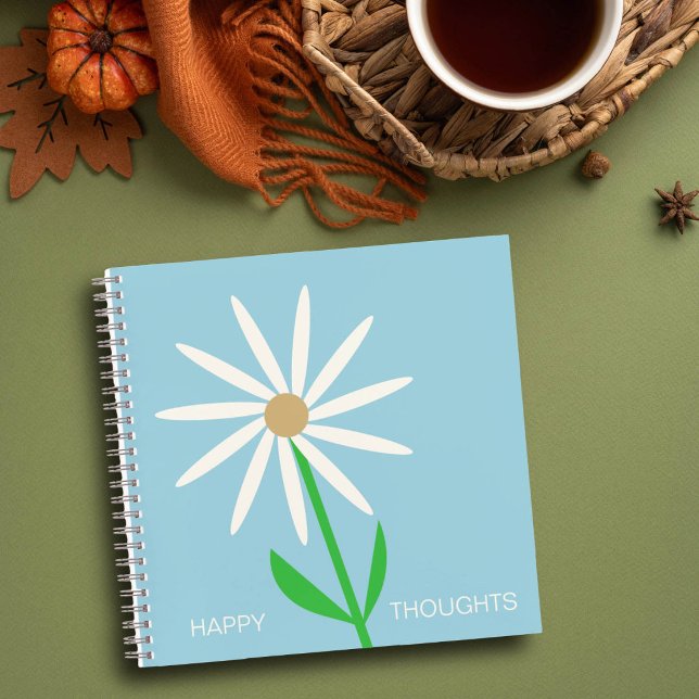 Blue-Green Happy Thoughts with Daisy Notebook (Creator Uploaded)