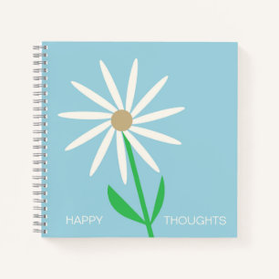 Blue-Green Happy Thoughts with Daisy Notebook