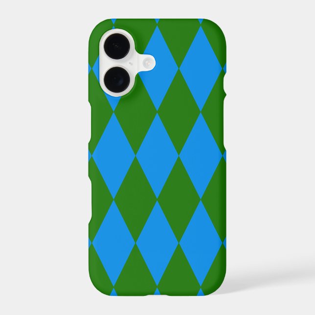 Blue Green Harlequin Checkered Design  (Back)
