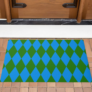 Blue Green Harlequin Checkered Design  Doormat