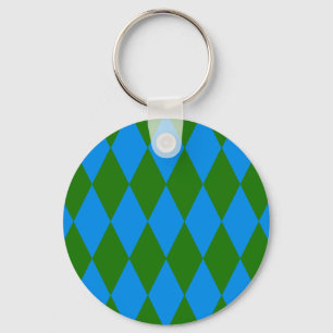 Blue Green Harlequin Checkered Design  Key Ring