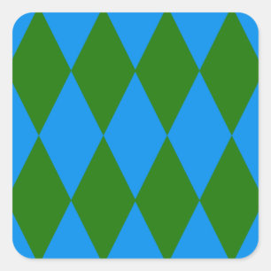 Blue Green Harlequin Checkered Design  Square Sticker