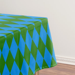 Blue Green Harlequin Checkered Design  Tablecloth