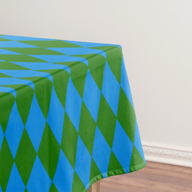 Blue Green Harlequin Checkered Design  Tablecloth (Creator Uploaded)