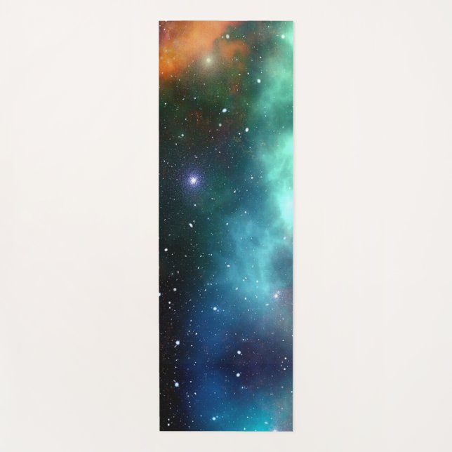 Blue green heavenly night sky Yoga Mat (Front)