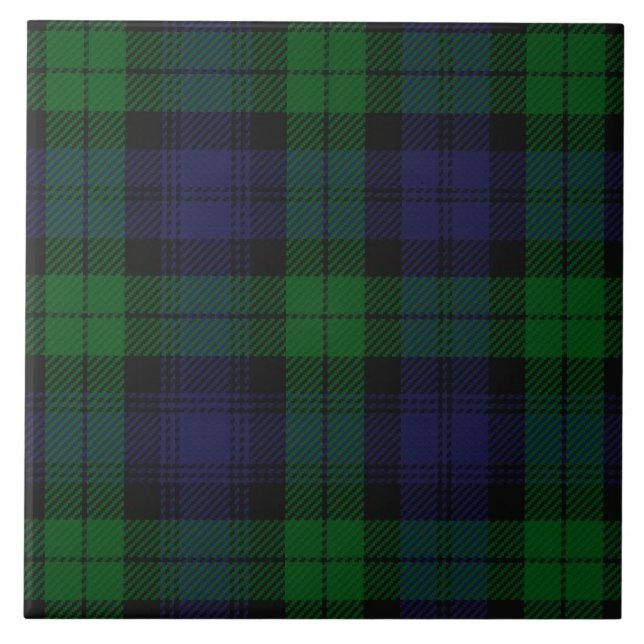 Blue Green Highland Sunderland Tartan Check Tile (Front)