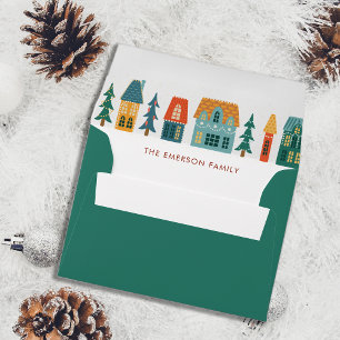 Blue Green Holiday Christmas Envelope