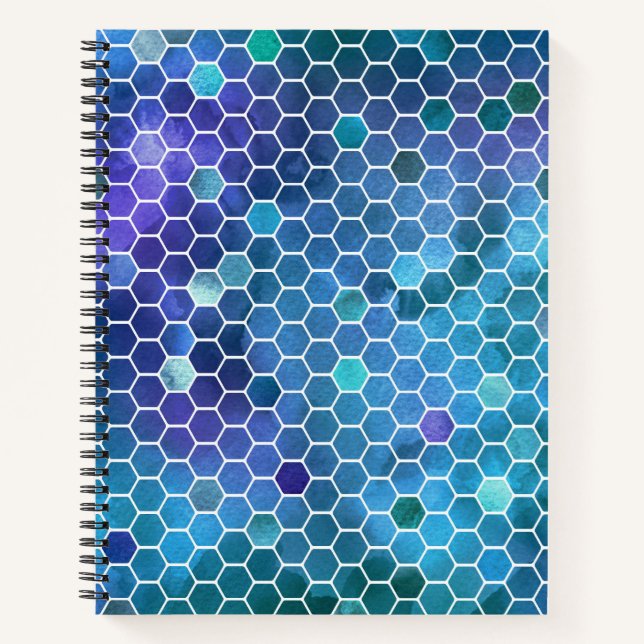 Blue Green Honeycomb Pattern Notebook (Front)