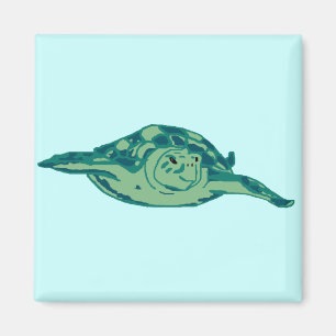 Blue-green honu sea turtle magnet