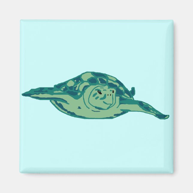 Blue-green honu sea turtle magnet (Front)