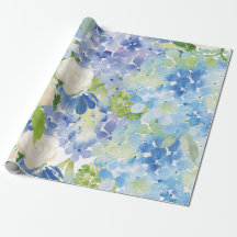Blue Green Hydrangea Flower Wrapping Paper
