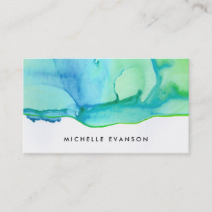 Blue Green Ink Watercolor Creative Director Business Card