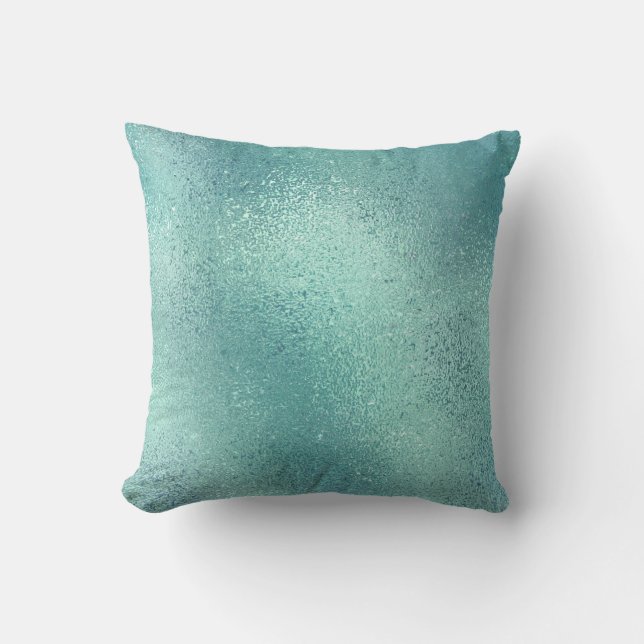 Blue-green iridescent shimmering background cushion (Front)