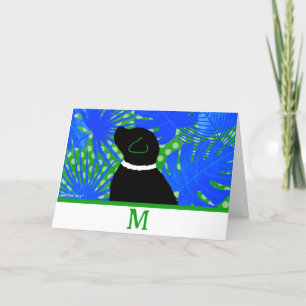Blue Green Island Black Dog Card